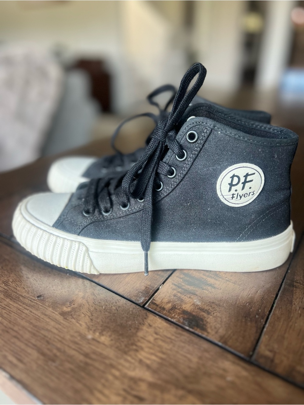 P.F. Flyers Kids Black High-Top Canvas Sneakers with White Sole